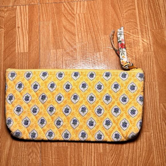 Vera Bradley Vintage Yellow Floral Wristlet Pouch - Picture 2 of 4